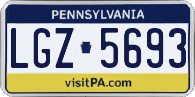 PA license plate LGZ5693