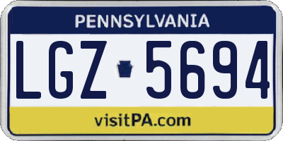 PA license plate LGZ5694