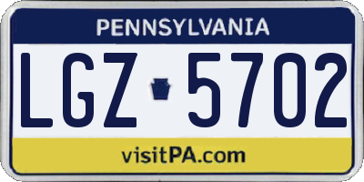 PA license plate LGZ5702