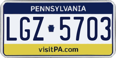 PA license plate LGZ5703
