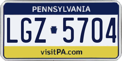 PA license plate LGZ5704