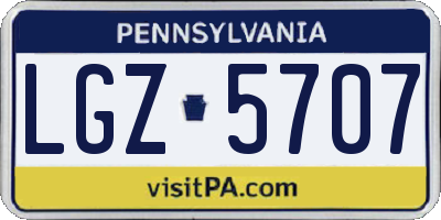 PA license plate LGZ5707