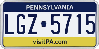 PA license plate LGZ5715