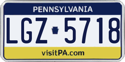 PA license plate LGZ5718
