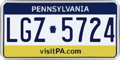 PA license plate LGZ5724