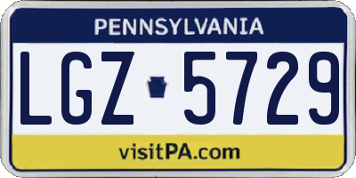PA license plate LGZ5729