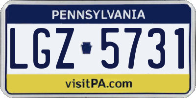 PA license plate LGZ5731