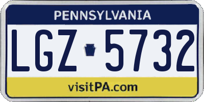 PA license plate LGZ5732