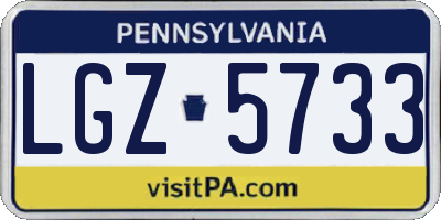 PA license plate LGZ5733