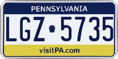 PA license plate LGZ5735