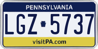 PA license plate LGZ5737