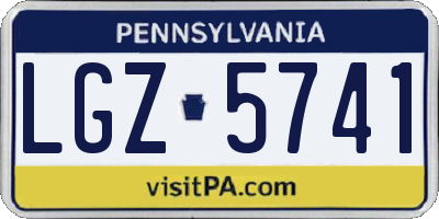 PA license plate LGZ5741
