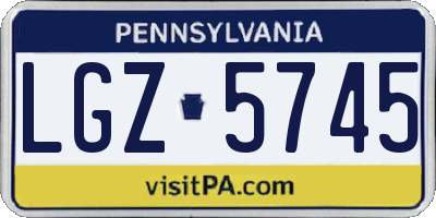 PA license plate LGZ5745