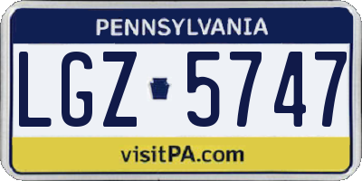 PA license plate LGZ5747