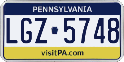 PA license plate LGZ5748