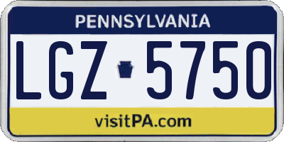 PA license plate LGZ5750