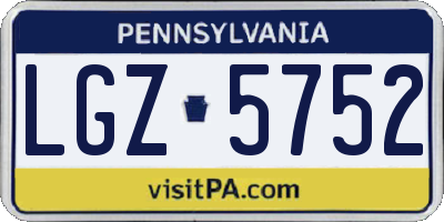 PA license plate LGZ5752