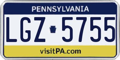 PA license plate LGZ5755