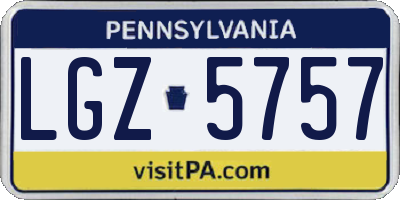 PA license plate LGZ5757