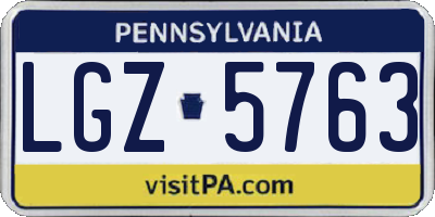 PA license plate LGZ5763