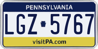 PA license plate LGZ5767