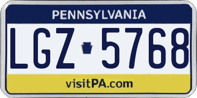 PA license plate LGZ5768