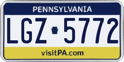 PA license plate LGZ5772