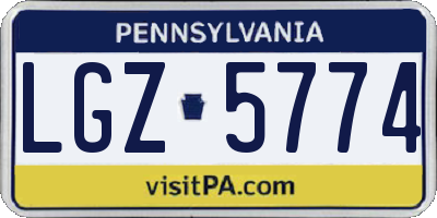 PA license plate LGZ5774