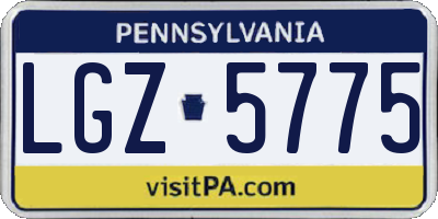 PA license plate LGZ5775