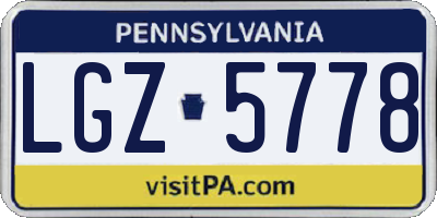 PA license plate LGZ5778
