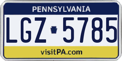 PA license plate LGZ5785
