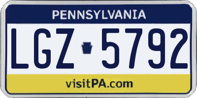 PA license plate LGZ5792
