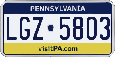 PA license plate LGZ5803