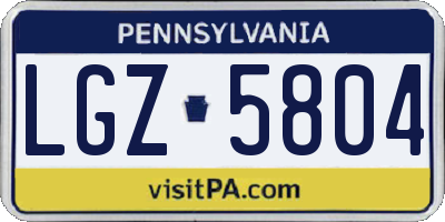 PA license plate LGZ5804