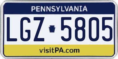 PA license plate LGZ5805