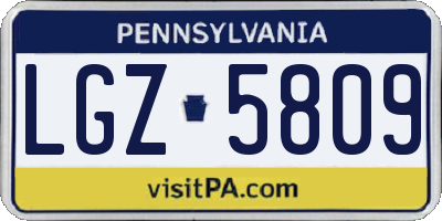 PA license plate LGZ5809