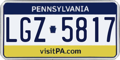 PA license plate LGZ5817