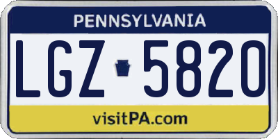 PA license plate LGZ5820