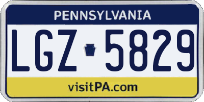 PA license plate LGZ5829