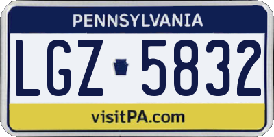 PA license plate LGZ5832