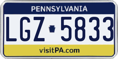 PA license plate LGZ5833