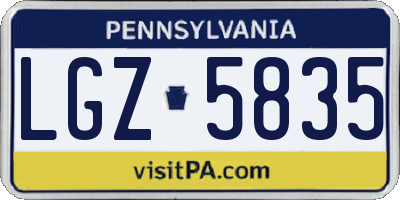 PA license plate LGZ5835