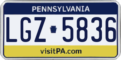 PA license plate LGZ5836