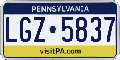 PA license plate LGZ5837