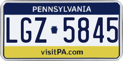 PA license plate LGZ5845