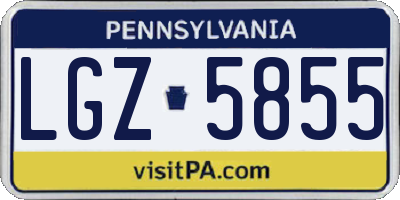 PA license plate LGZ5855