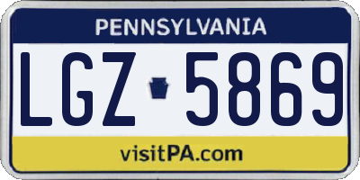 PA license plate LGZ5869