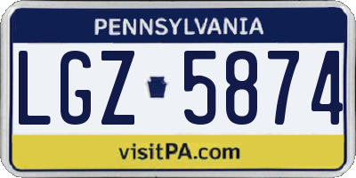 PA license plate LGZ5874