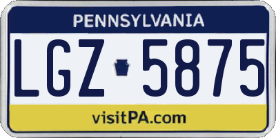 PA license plate LGZ5875