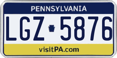 PA license plate LGZ5876